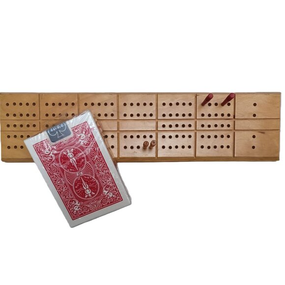 Vintage Cribbage Board Milton Bradley Co & NEW Bicycle Rider Back Playing Cards - Picture 4 of 6